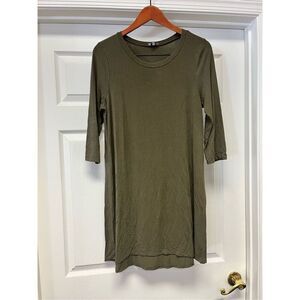TOBI Olive Green Stretch Modest MIDI Dress sz M